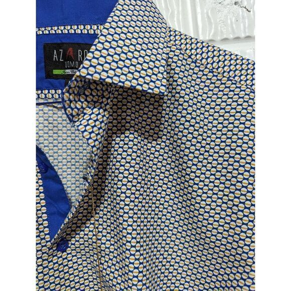 Azaro Uomo Men's Blue & Black Printed Long-Sleeve Button-Down Shirt Size M NWT - Picture 4 of 7
